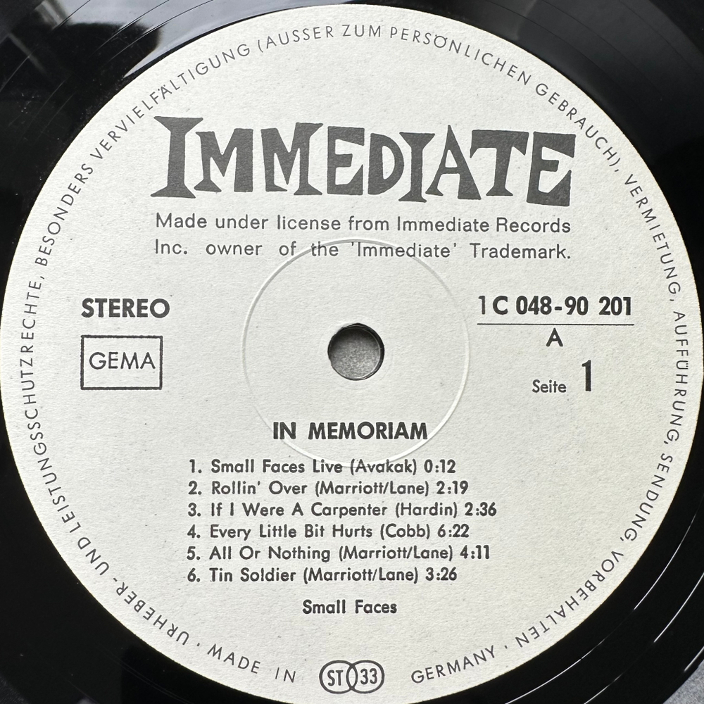 Small Faces - In Memoriam (Германия 1969г.)