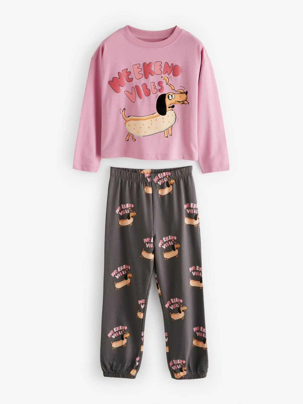 Пижама для девочки Next B75-482, 3 шт., Розовый, Темно-серый