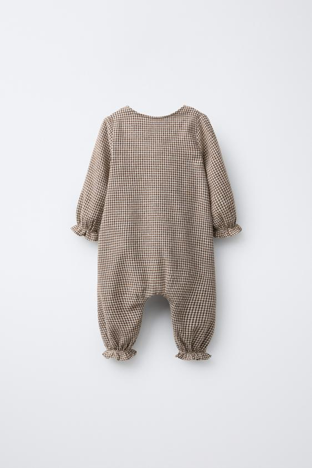 ZARA КОМБИНЕЗОН В КЛЕТКУ, КОРИЧНЕВЫЙ/ЭКРЮ