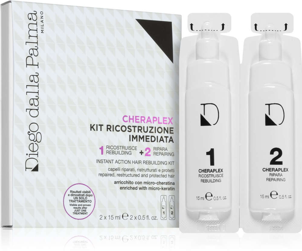 Diego dalla Palma Cheraplex Instant Action Hair Rebuilding Kit - двухэтапный уход за волосами /   2x15  ml  / GTIN 8017834864410