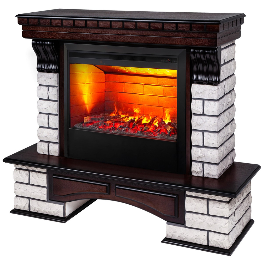 Электрокамин RealFlame Country Rock 26 AO античный дуб с очагом 3D Helios 26