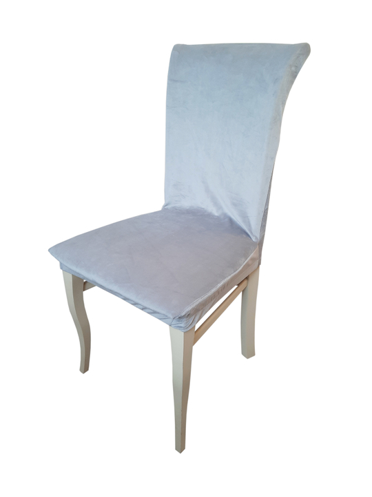 Чехол на стул без оборки Велюр Стрейч, цвет Серый