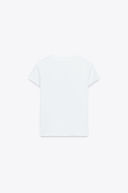 ZARA ФУТБОЛКА С ТЕКСТОВЫМ ПРИНТОМ, БЕЛЫЙ