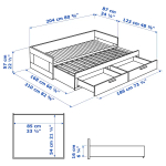 Кушетка с 2 ящиками - IKEA BRIMNES/БРИМНЕС ИКЕА, 57х205х86 см, белый