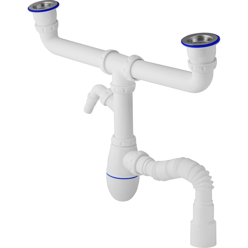 СИФОН ДЛЯ КУХНИ UNICORN 1.1/2 Х 40 ДВОЙНОЙ НЕРЖ. ВЫП ОТВОД ДЛЯ СТИР. МАШ.B745V И