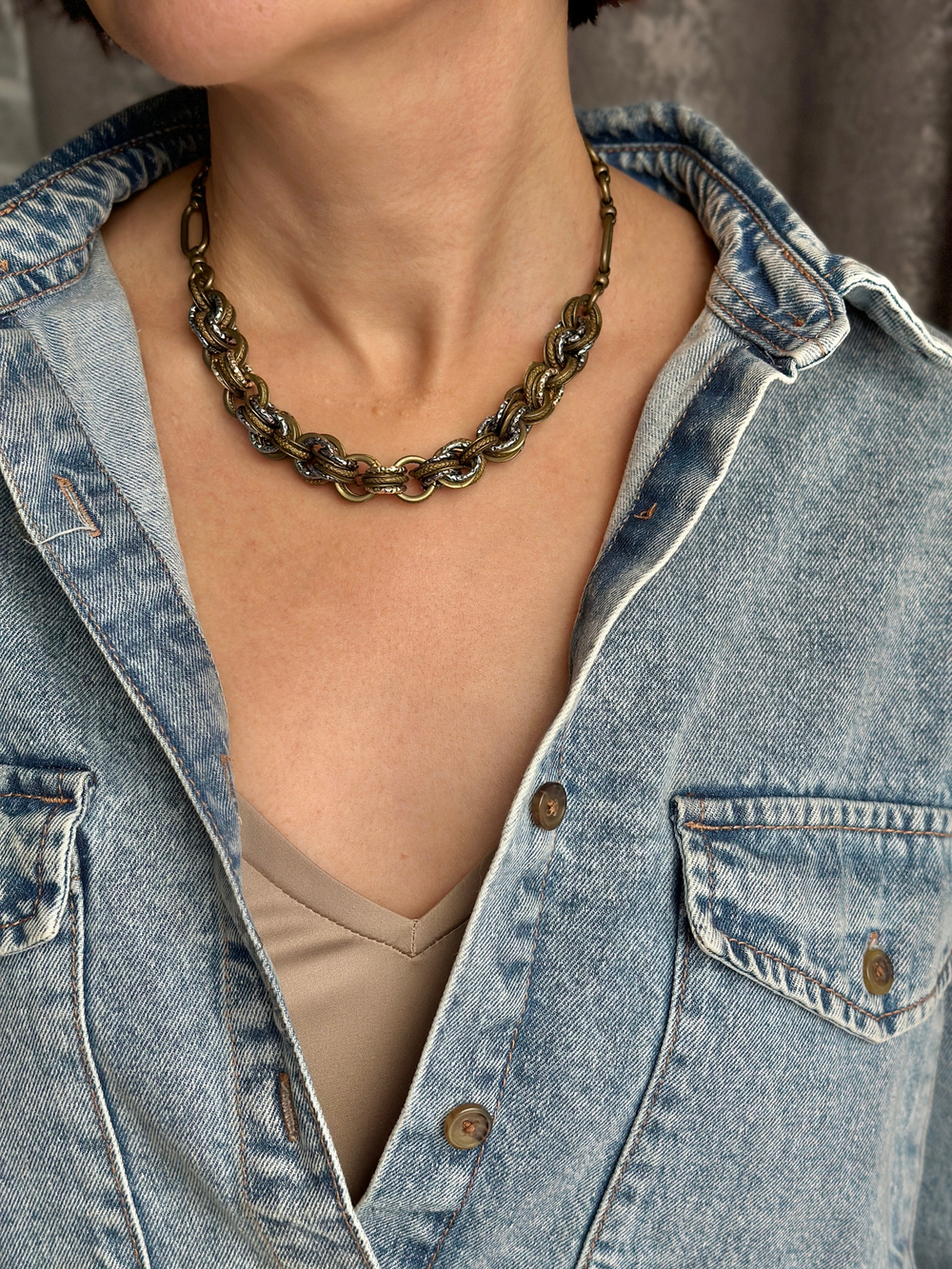 HMG 1201 Колье цепь бронза с черным арт.1657