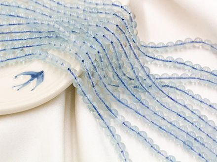 Нить бусины из аквамарина 4,3мм, гладкие, полупрозрачные