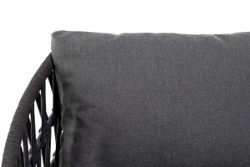 "Диего" диван 2-местный плетеный из роупа, каркас алюминий темно-серый (RAL7024) муар, роуп темно-серый круглый, ткань темно-серая 027