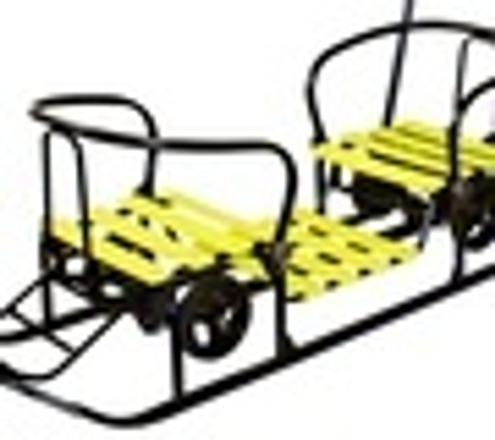 Санки "Погодки УНИВЕРСАЛ" с механизм. выдв. колес. шасси,черная рама, желтые (ПУСО0-1)