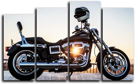 Модульная картина "Мотоцикл в лучах солнца"