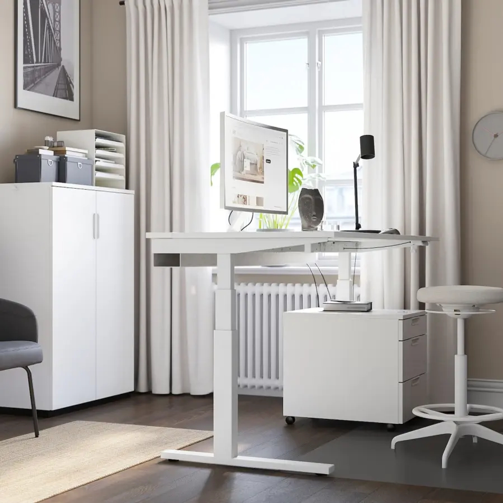 Письменный стол с регулировкой по высоте - IKEA MITTZON/МИТТЗОН ИКЕА, 160х80х62-126 см, белый