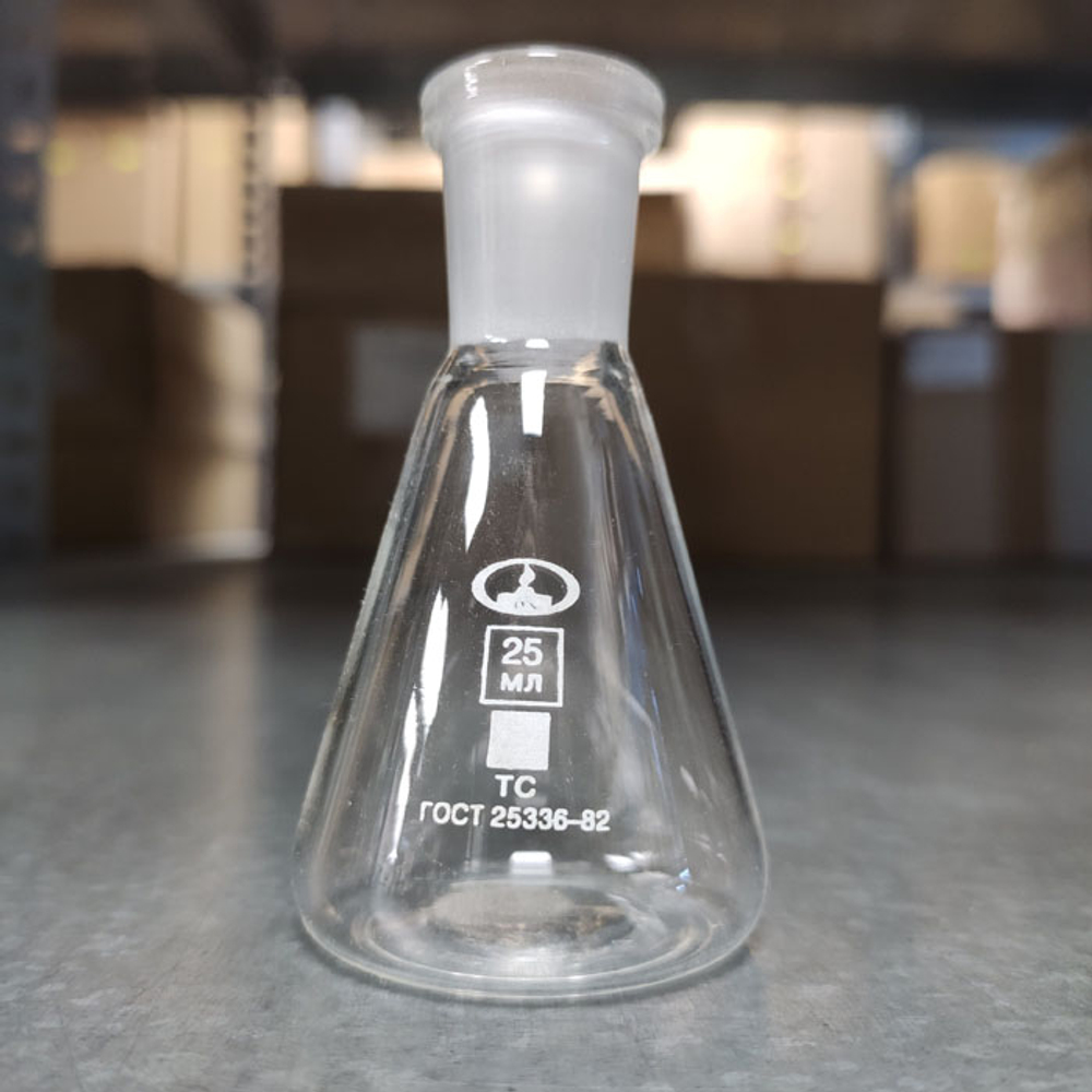 Колба коническая с шлифом, ТС, 25 мл 14/23 ,КН-1 Минимед (10000821), шт.
