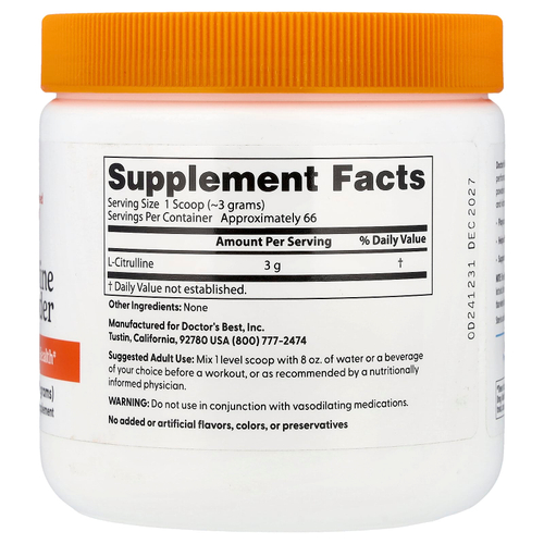 Doctor's Best, L-цитруллин в виде порошка, 200 г (7 унций)