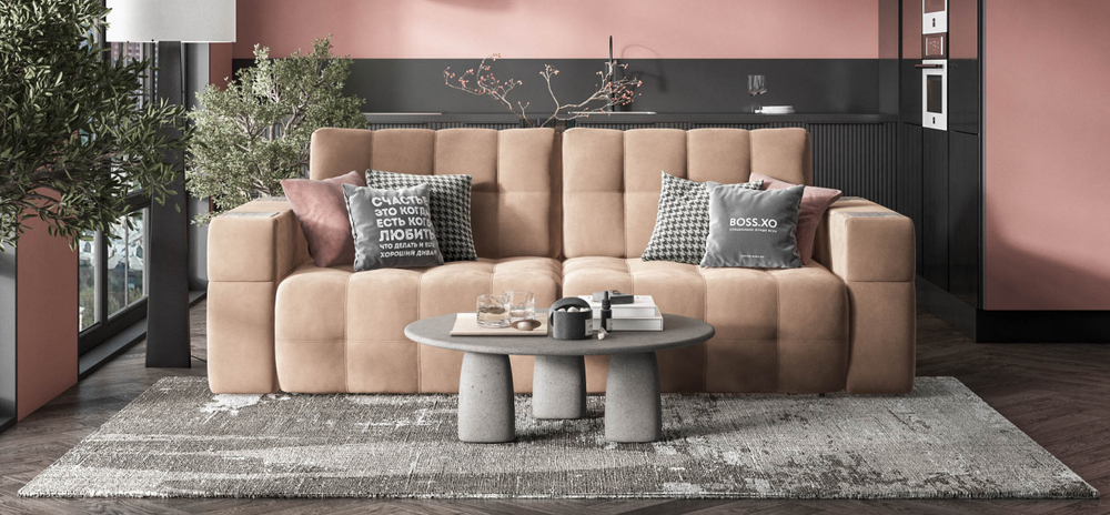 Диван Босс ХО Велюр Монолит мокко