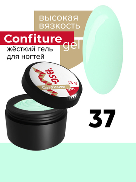 Жёсткий гель  для наращивания  Confiture №37 ВЫСОКАЯ ВЯЗКОСТЬ - Светло-ментоловый (13 г)