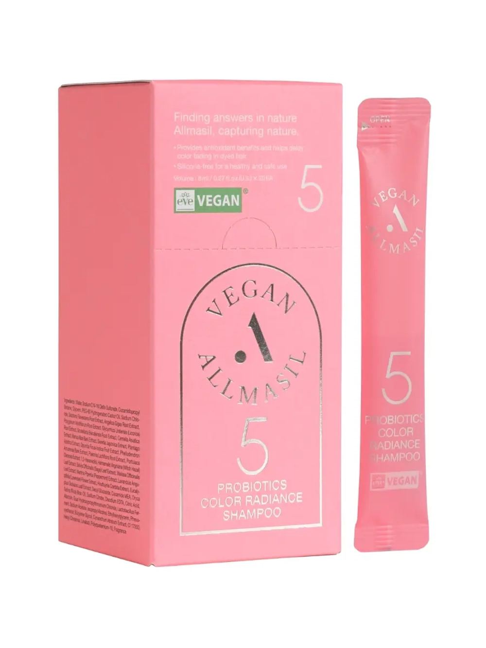 ALLMASIL - ШАМПУНЬ ДЛЯ ОКРАШЕННЫХ ВОЛОС 5 PROBIOTICS COLOR RADIANCE SHAMPOO, 8 МЛ * 20 ШТ