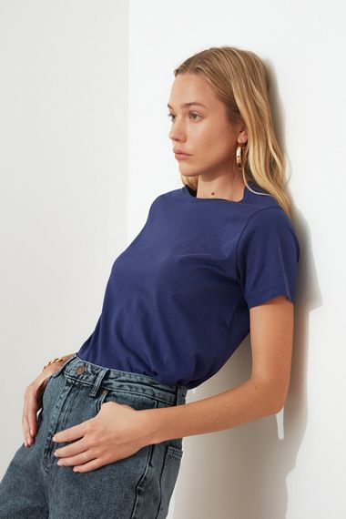 Qadın üçün qısa qol göy köynək TWOSS20TS0133