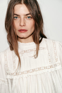 ZARA БЛУЗА В РОМАНТИЧЕСКОМ СТИЛЕ С РУКАВАМИ-БУФАМИ, БЕЛЫЙ