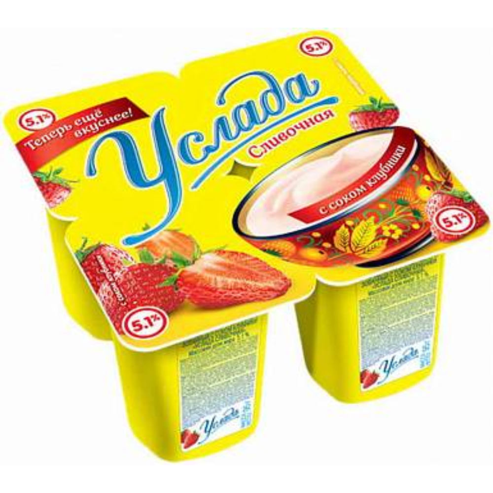 Йогурт Услада с соком клубники 5% 95 гр