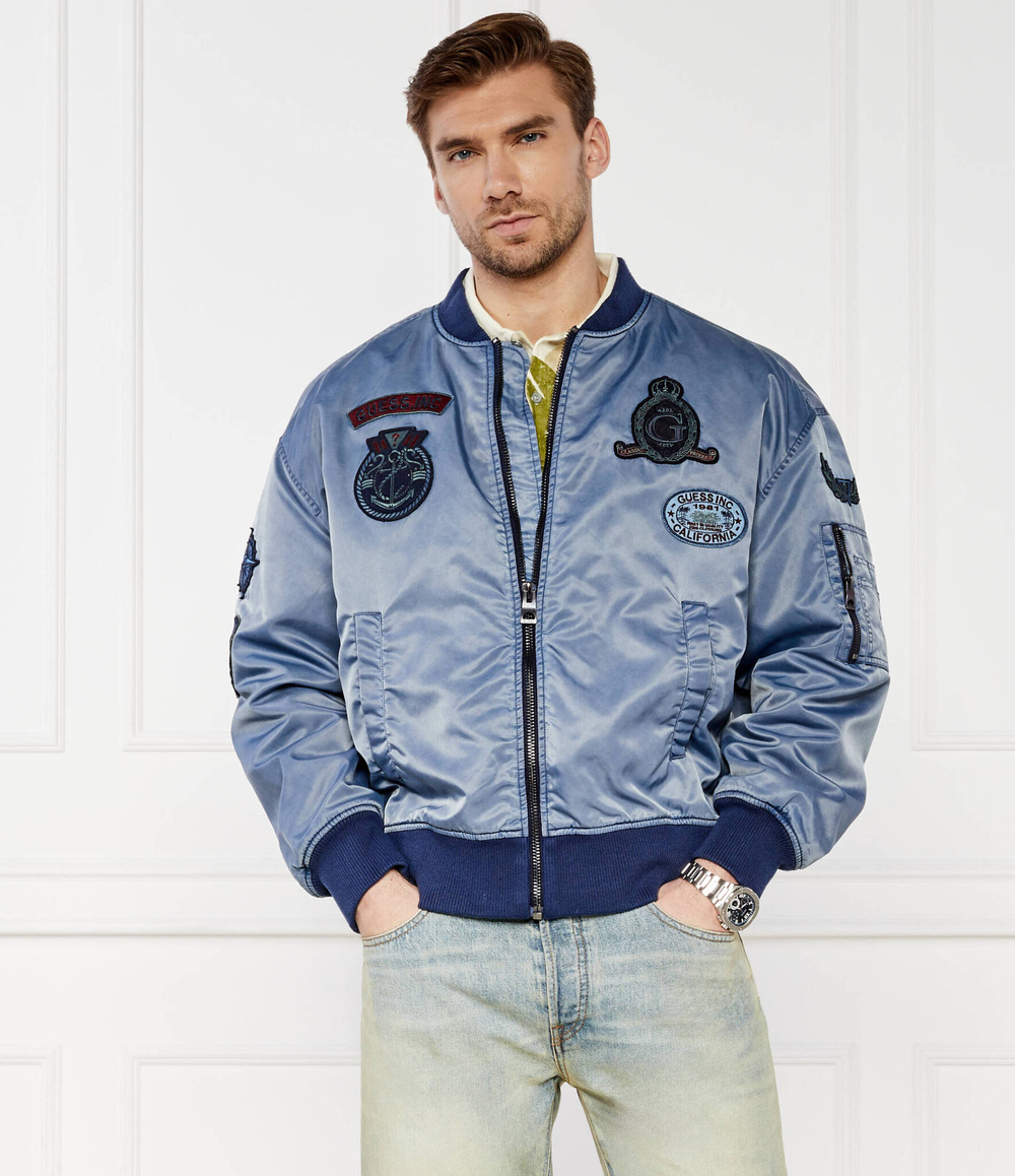 Куртка бомбер ACE TWILL WASHED BOM GUESS - голубой(M4GL10 WFA20)