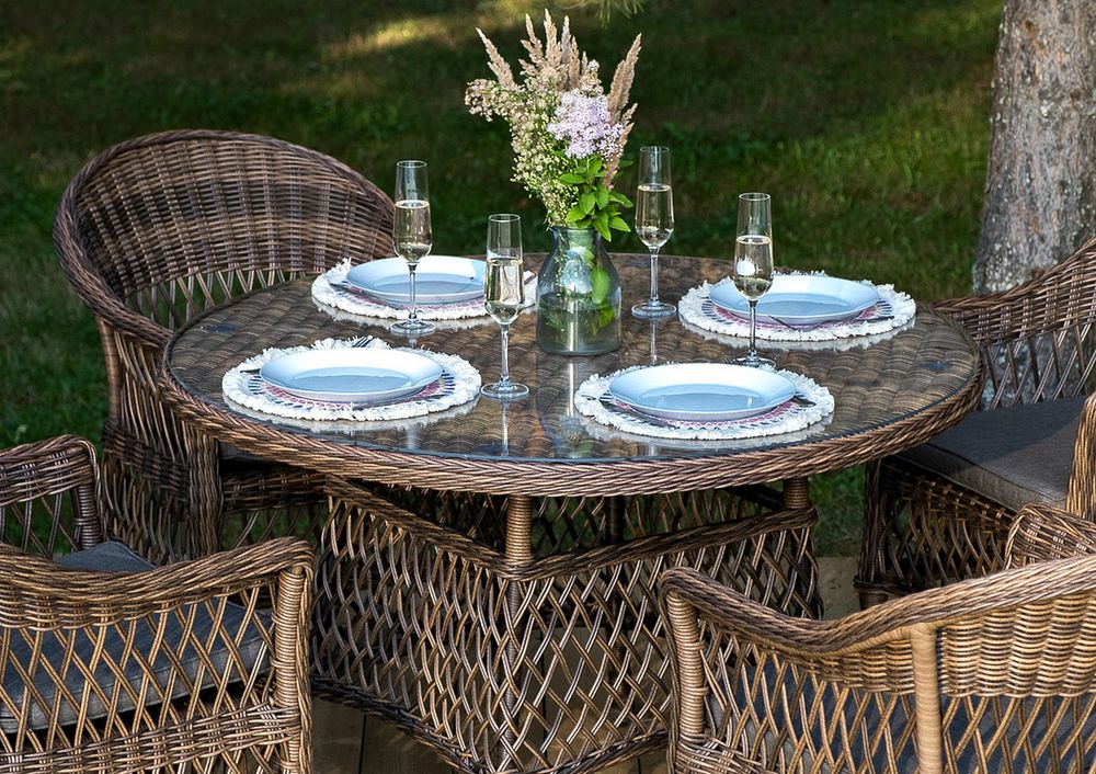 "Дольче" обеденная группа из искусственного ротанга, цвет коричневый