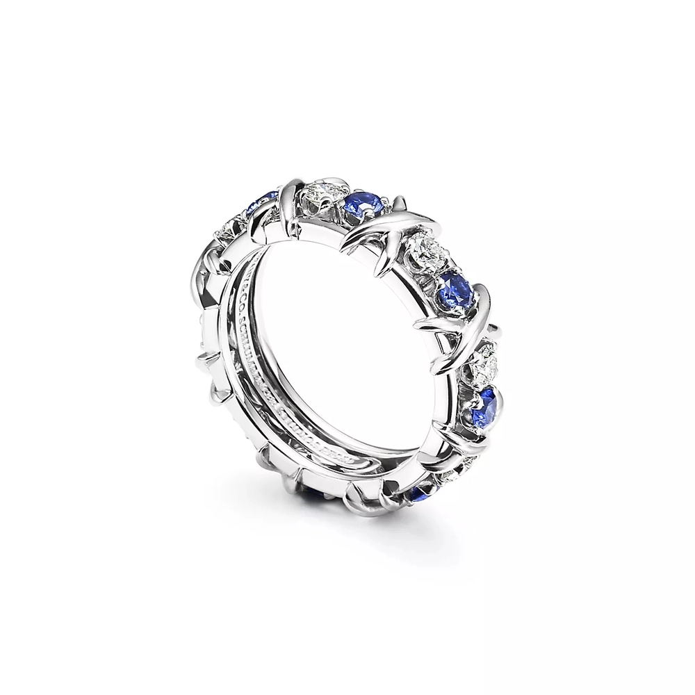 Кольцо из платины с бриллиантами и сапфирами 💠Tiffany, Schlumberger