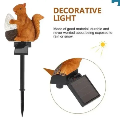 Садовый фонарь белка с орешком, украшение сада, для улицы, на солнечной батареи