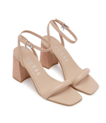 Кожаные босоножки на каблуке Guess - бежевый(FLJGEL LEA03)