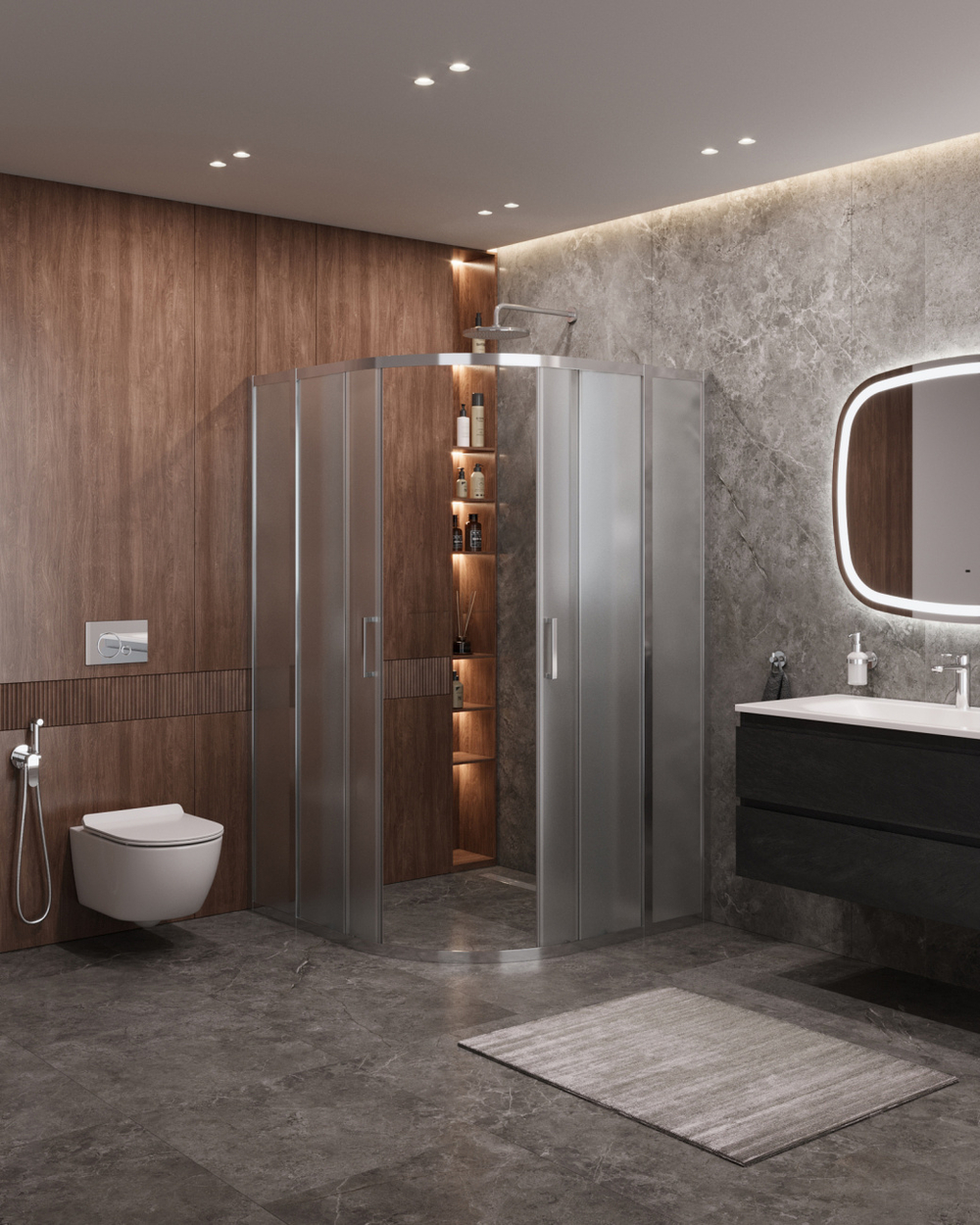 Душевой уголок Cezares MOLVENO-R-22-90+20-P-Cr, 110х110х195, профиль хром, стекло Punto матовое