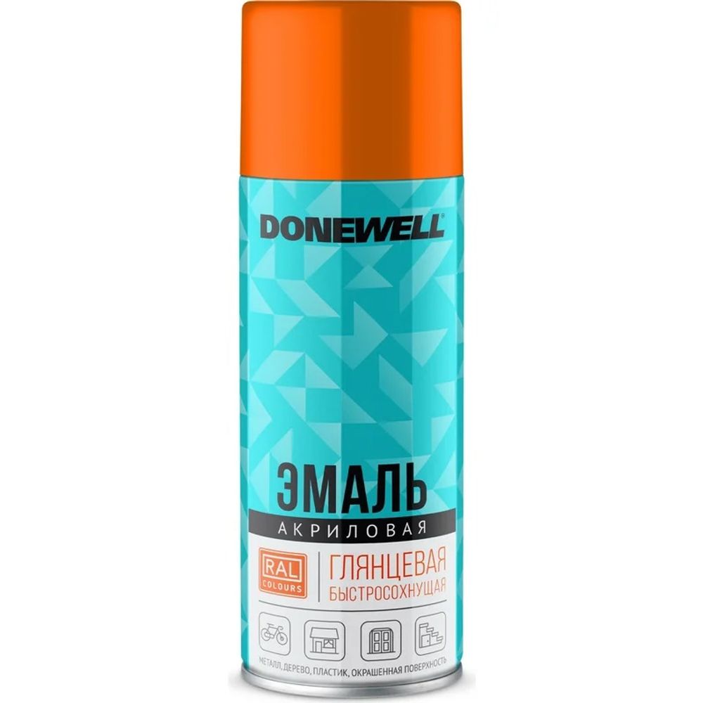 Эмаль универсальная акриловая DONEWELL RAL 2004 оранжевая глянцевая 520 мл
