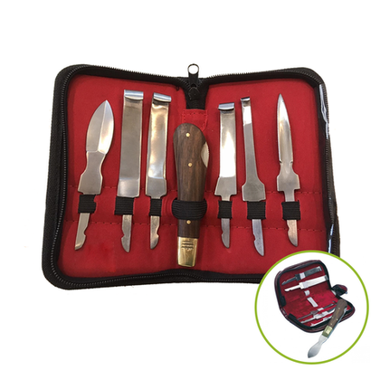 Комплект ножей копытных с деревянной ручкой в футляре