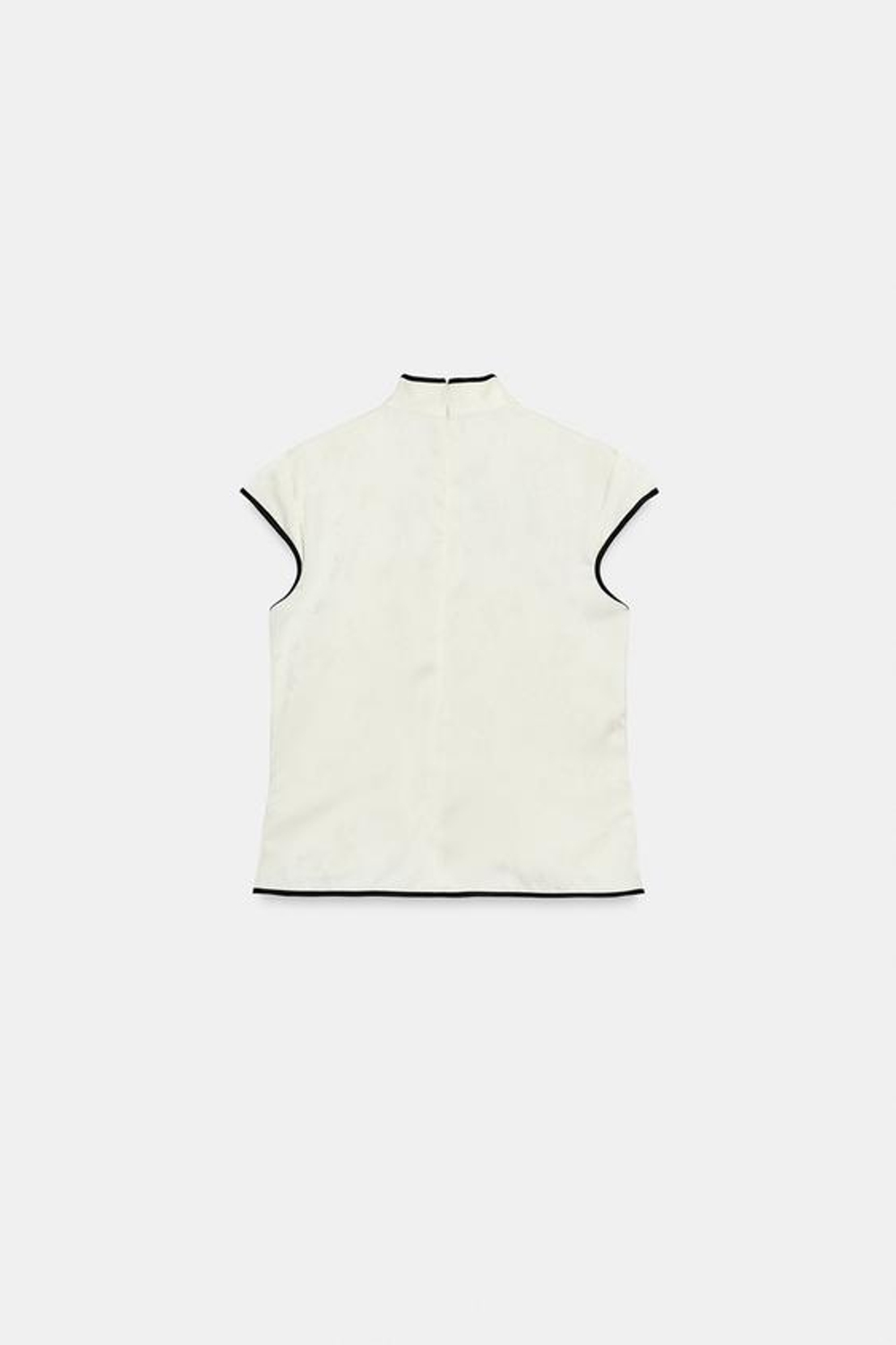 ZARA АТЛАСНЫЙ ТОП С КОНТРАСТНОЙ ОТДЕЛКОЙ И ЗАСТЕЖКОЙ, ЖЕЛТОВАТО-БЕЛЫЙ