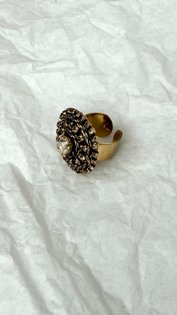 Кольцо круглый "лабиринт" с медовыми кристаллами, разъемное