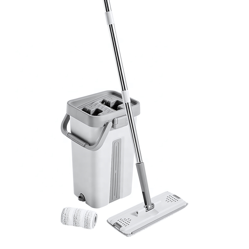 Набор для уборки "Happy Panda" (ведро с отжимом, швабра 140см, две насадки из микрофибры), цвет белы