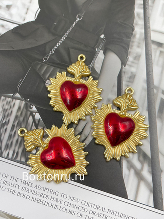 Подвеска "Пылающее сердце" крупная золотистая
