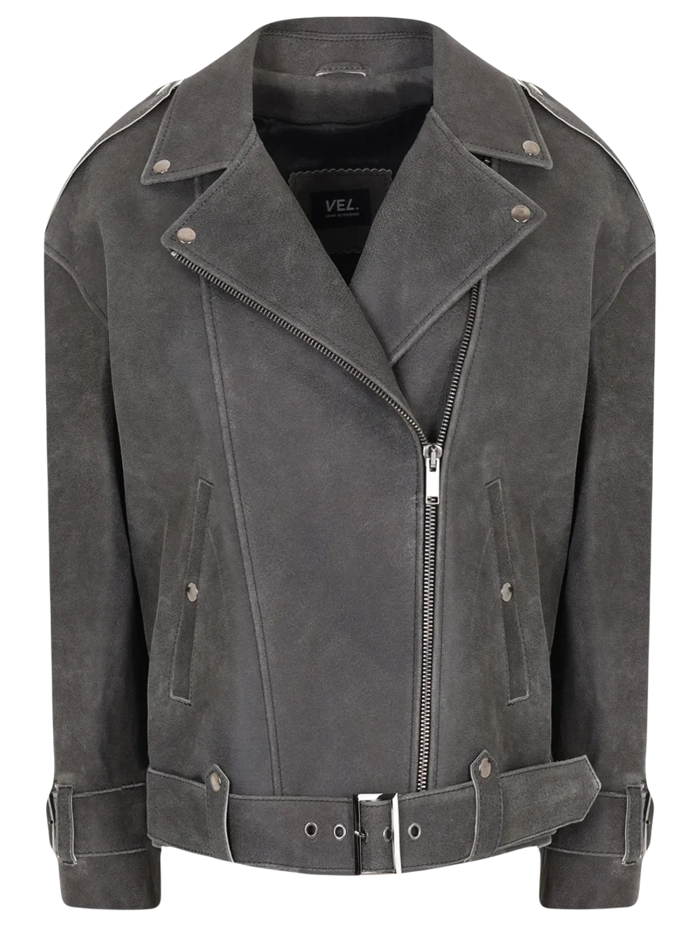 Косуха Oversize Vintage с ремешками, Серый