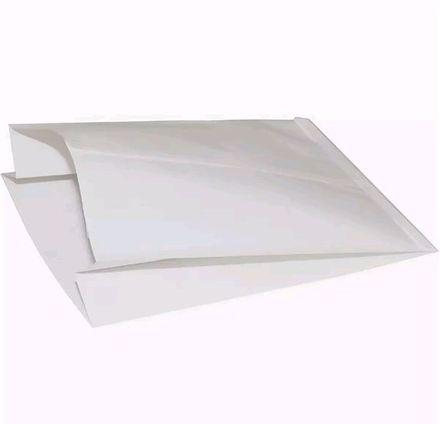 Пакеты бумажные без окна v-дном 14.5х9х28.5см с ламинацией, белые (1/1000шт)