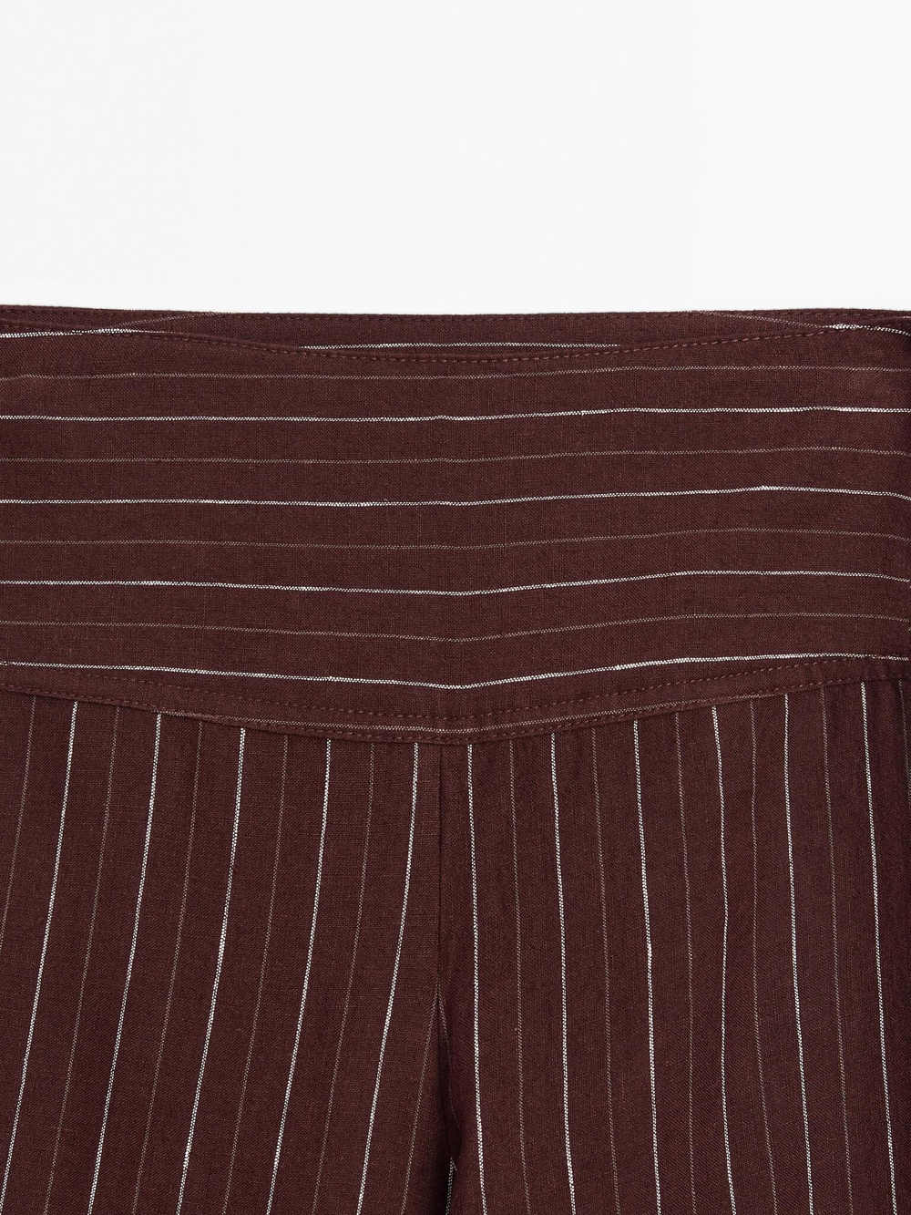 Massimo Dutti Льняные брюки с широкими штанинами и высокой посадкой, бургундский