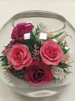 натуральные розы в стекле, вакуум