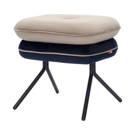 Пуф Bergenson Bjorn Pea, велюр, бежевый/темно-синий