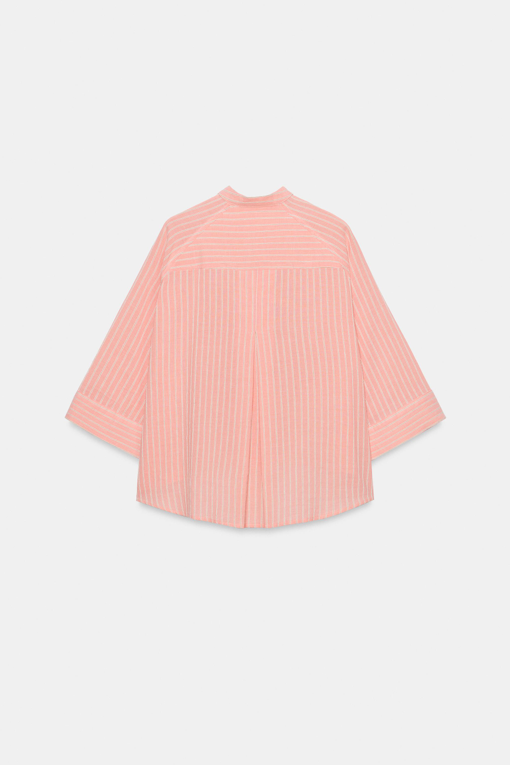 ZARA РУБАШКА В ПОЛОСКУ АСИММЕТРИЧНОГО КРОЯ ZW COLLECTION, ЛОСОСЕВЫЙ