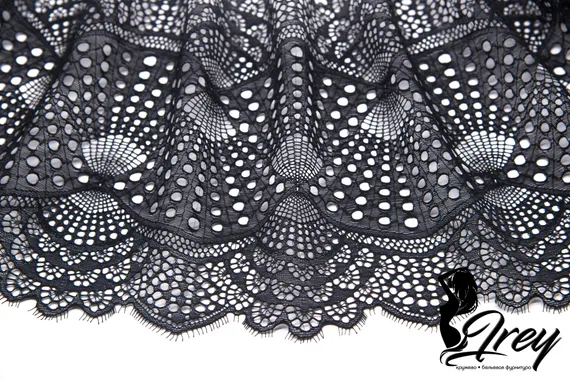 03-167 Кружево эластичное 22 см, черный 170