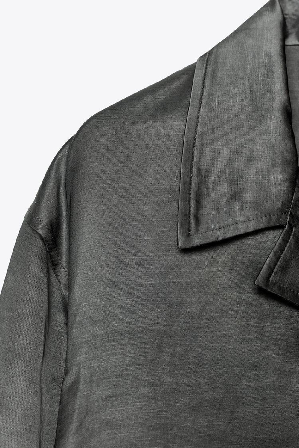 ZARA БЛЕЙЗЕР ИЗ АТЛАСНОЙ ТКАНИ С ЛЬНОМ — ZW COLLECTION, УГОЛЬНЫЙ