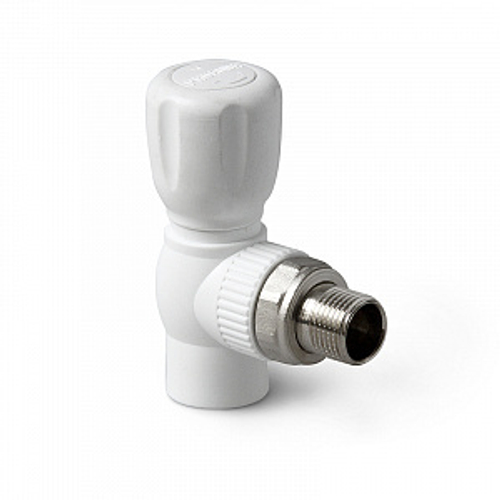 Кран пласт.шар со сгон.угл EVER PLAST 20х1/2 белый  2726