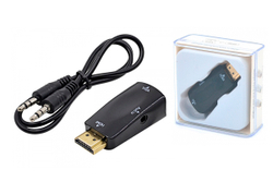 Конвертер штекер HDMI (M) -- гнездо VGA (F) + аудио разъем 3,5джек чёрный