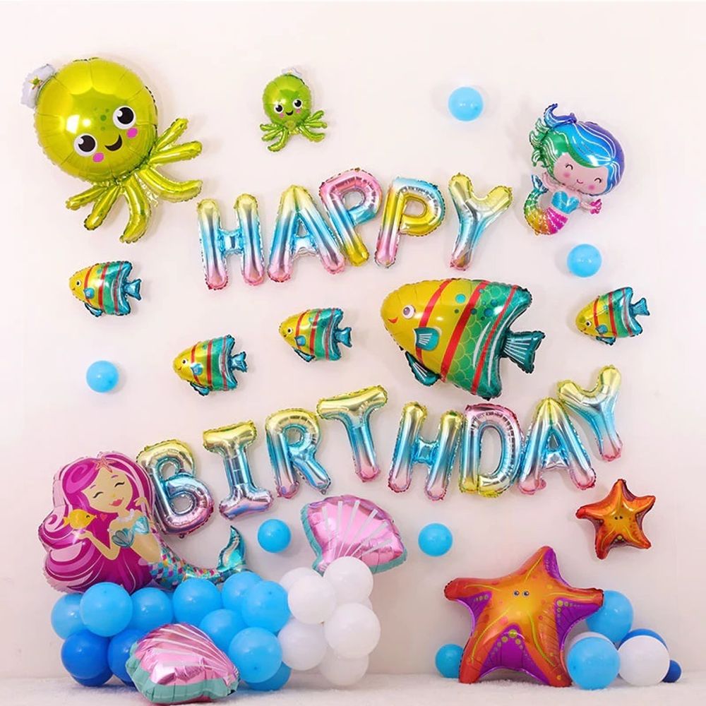 Шар с клапаном (14''/36 см) Мини-фигура, Русалочка, 1 шт.