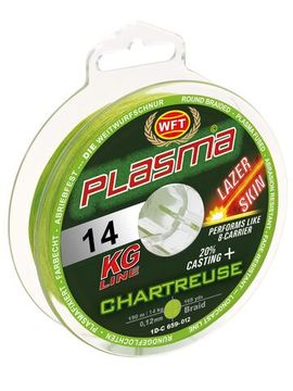 Леска плетёная WFT KG PLASMA LAZER SKIN Chartreuse 150 м, 0,12 мм