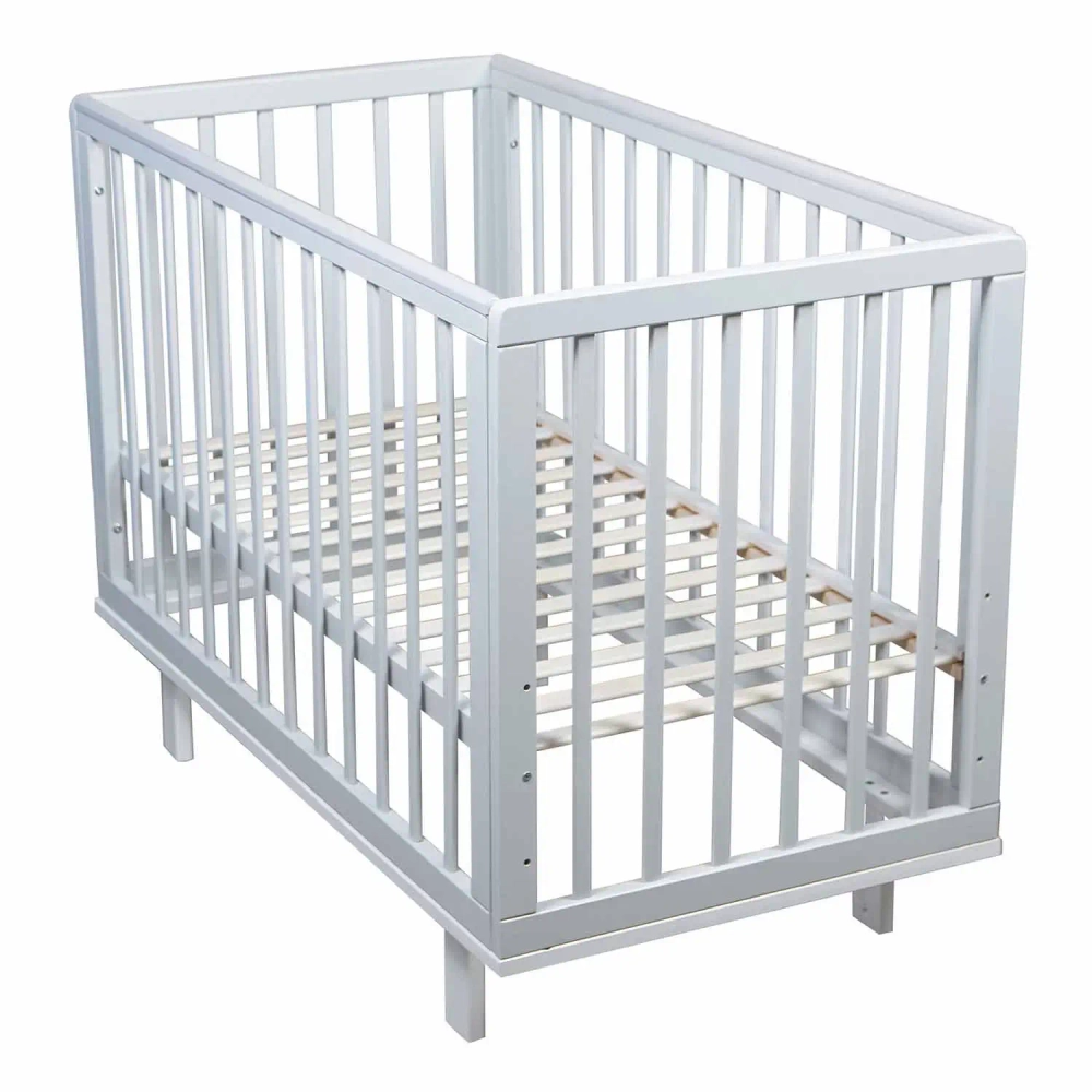 Кровать детская Мой Малыш Marit (3 уровня ложа, продольный маятник, накладка ПВХ) серый-белый