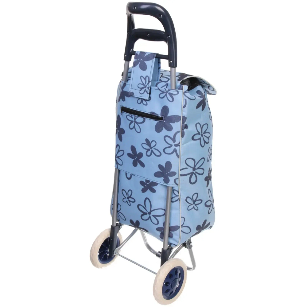 Тележка хозяйственная с сумкой (93*30*34см, колеса 16см,грузоподъемность до 30 кг) Синяя