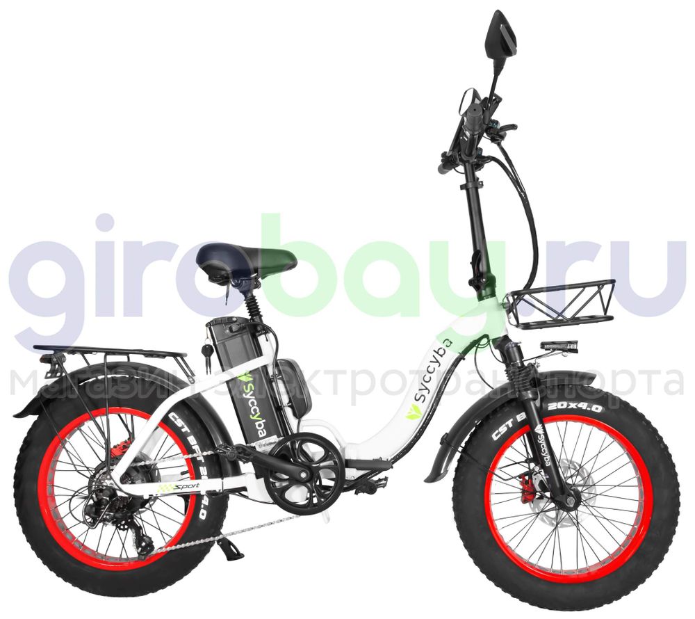 Электровелосипед Syccyba F11 Pro (48V/20Ah) - Белый с красными ободами фото №9